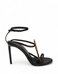 Saint Laurent Paris Black Leather Cassandra Ankle Strap Sandals EU 35.5