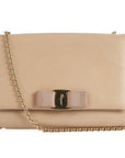 Salvatore Ferragamo Beige Miss Vara Bow Textured Leather Cross Body Bag