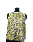 Sandro Yellow Sequin Fringe Embellished Mesh Sleeveless Size S