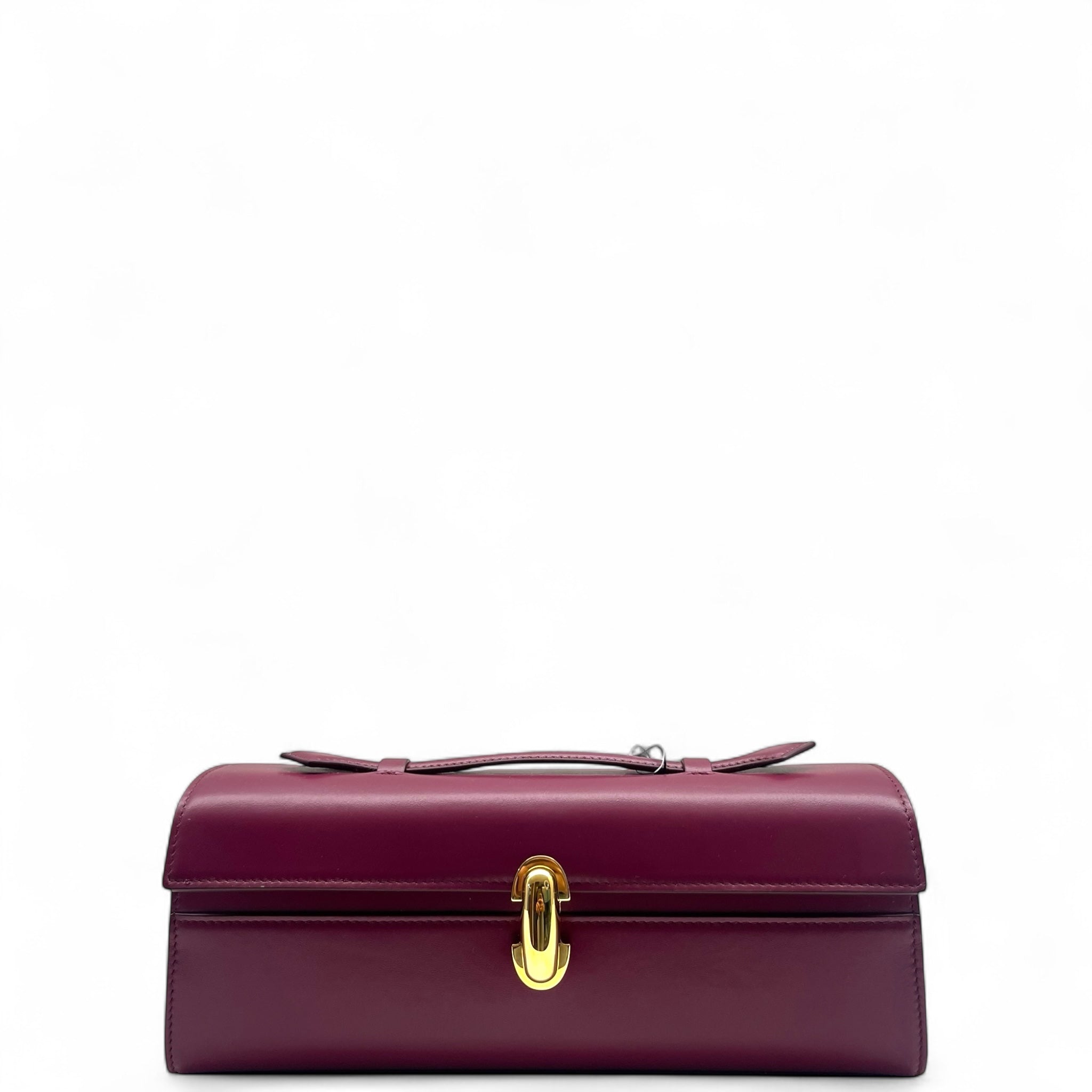 Savette Slim Symmetry Pochette Plum Leather Bag