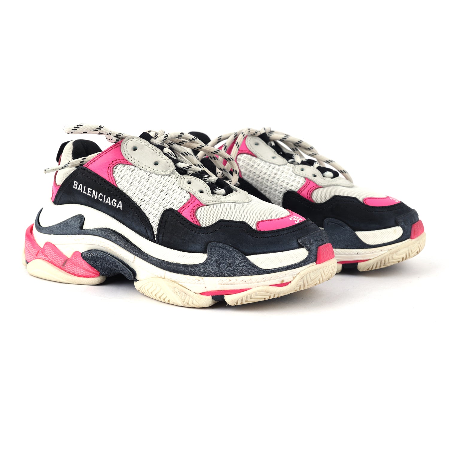 Tricolor Leather and Mesh Triple S Sneakers - Size EU 36