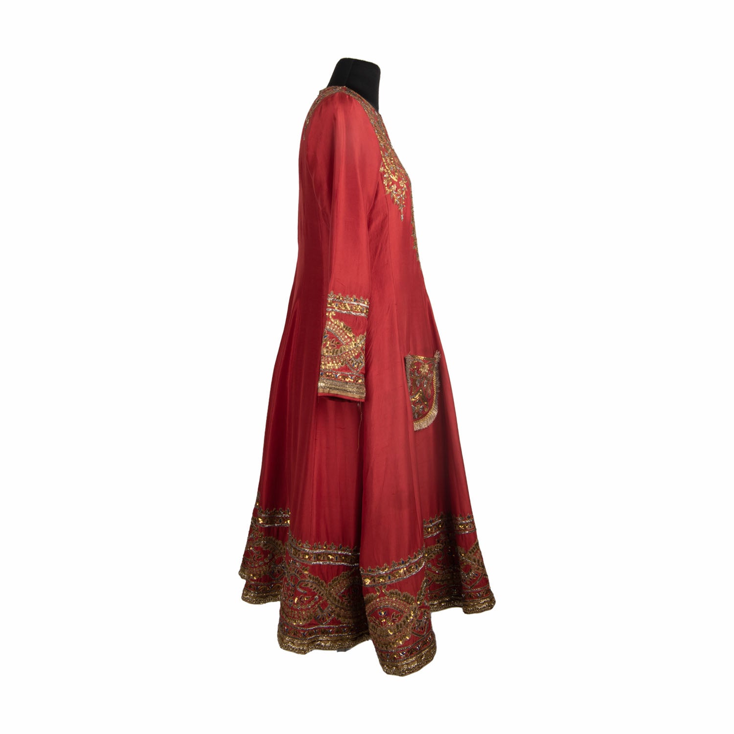Red Anarkali Sequence Work Dress