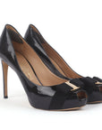 Patent Leather Vara Bow Peep Toe Pumps