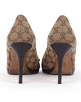 GG Canvas Horsebit Peep Toe Pump