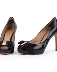 Patent Leather Vara Bow Peep Toe Pumps