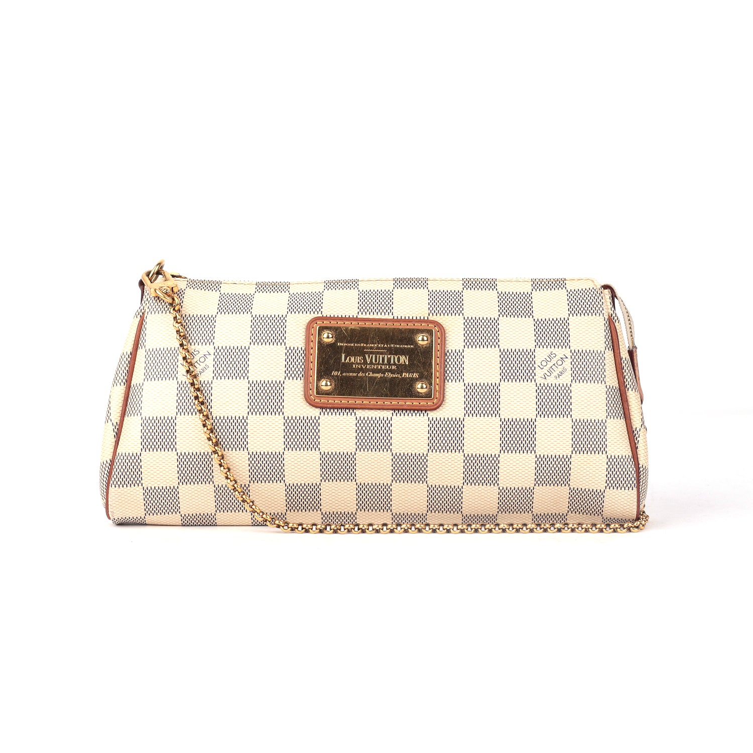 White Damier Azur Eva Clutch