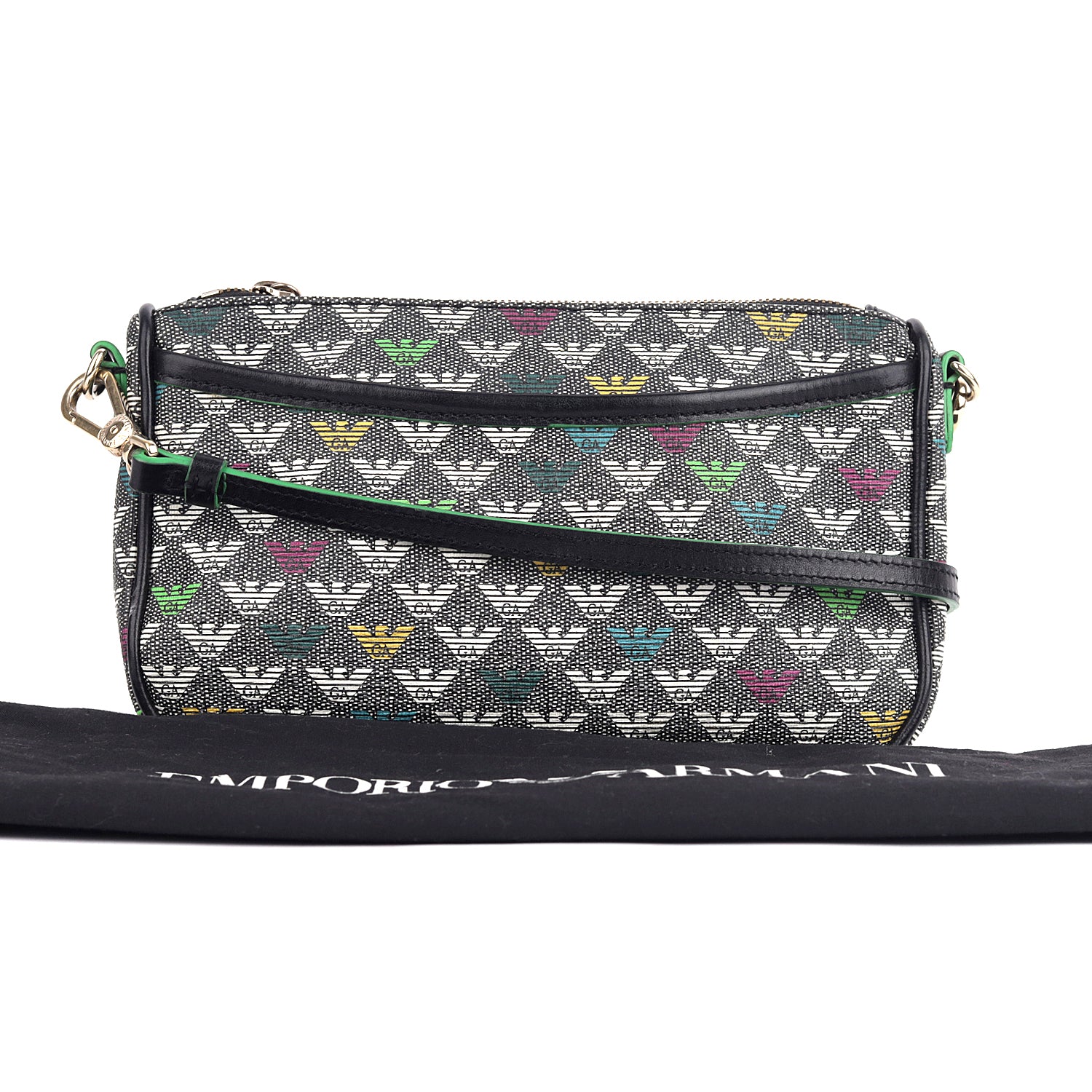Emporio Armani Grey Multi-color Monogram Crossbody