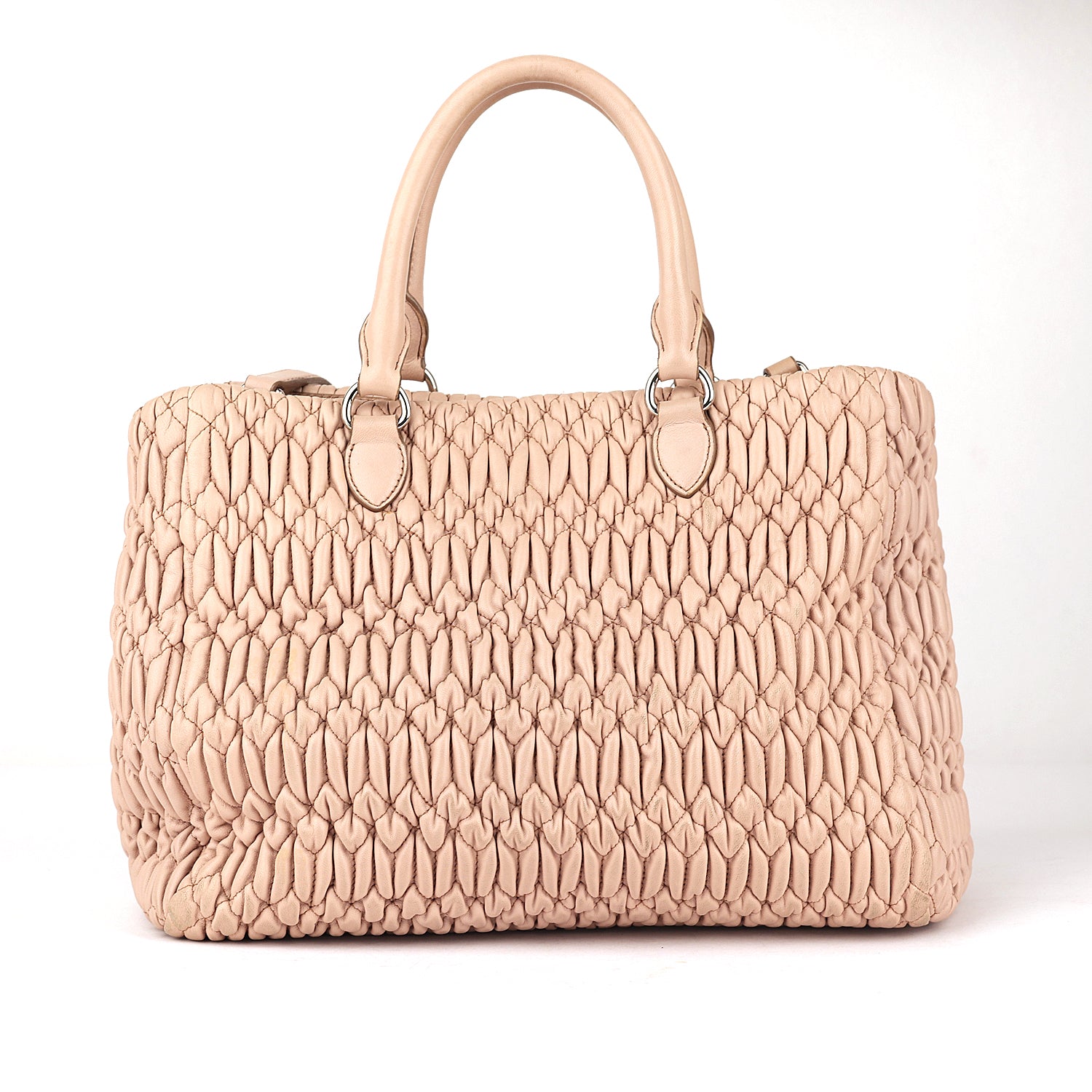 Miu Miu Pink Matelasse Nappa Leather Crystal Tote