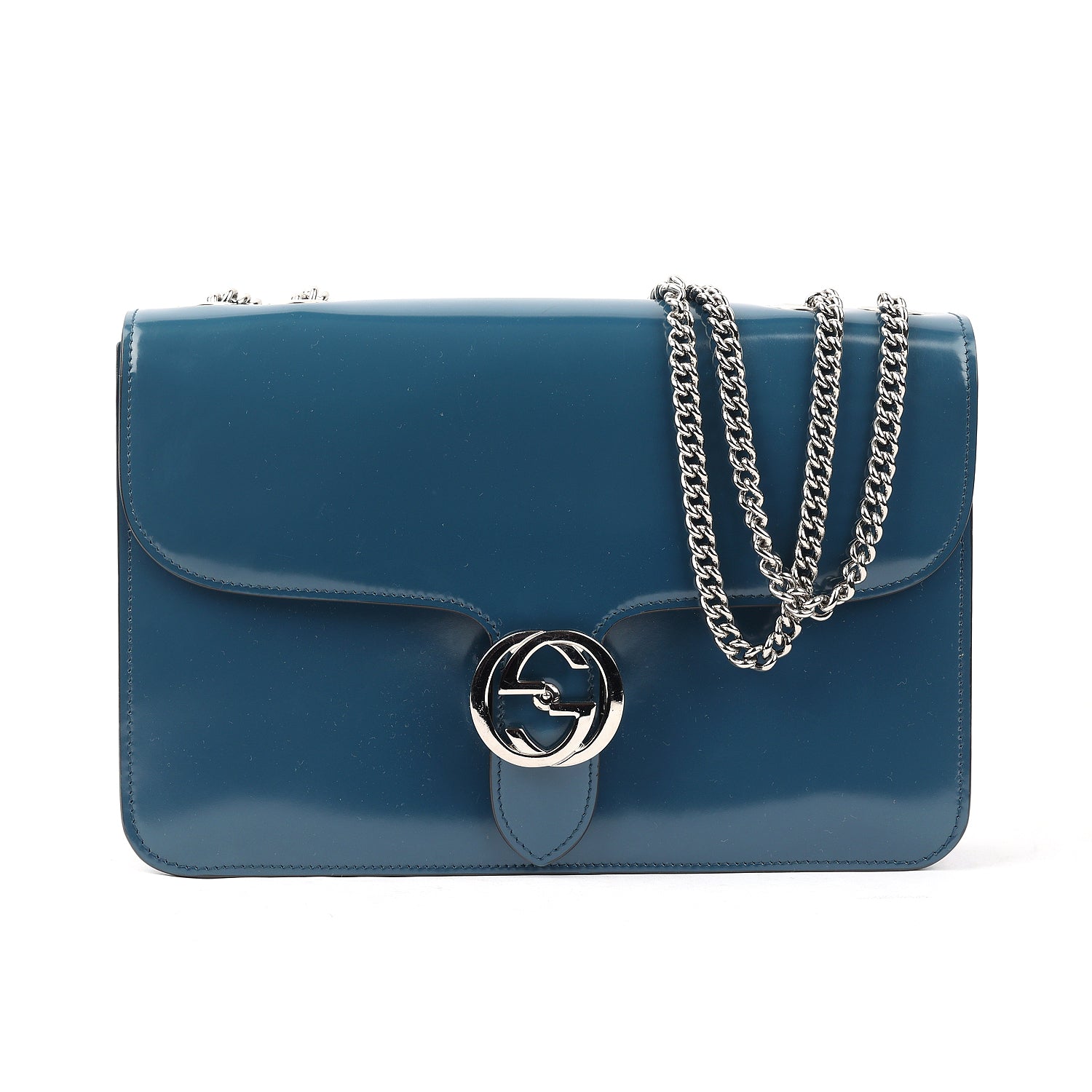 Gucci Patent Leather Interlocking GG Shoulder Bag