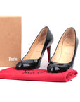 Christian Louboutin Black Patent Leather Simple Pumps Size 38.5