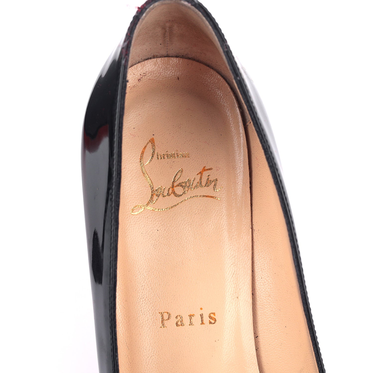 Christian Louboutin Black Patent Leather Simple Pumps Size 38.5