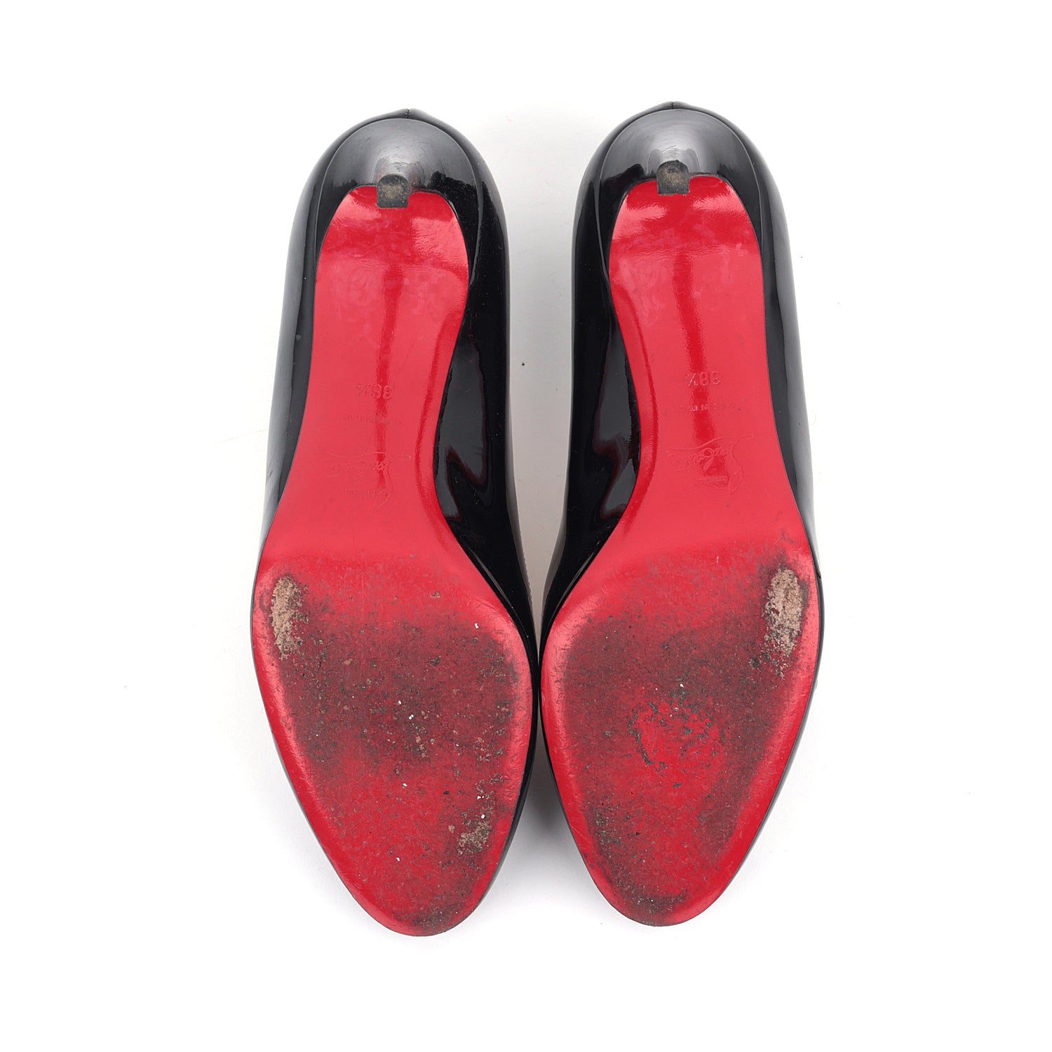Christian Louboutin Black Patent Leather Simple Pumps Size 38.5