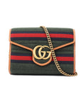 Gucci GG Marmont Striped Wool And Leather Shoulder Bag