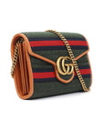 Gucci GG Marmont Striped Wool And Leather Shoulder Bag