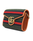 Gucci GG Marmont Striped Wool And Leather Shoulder Bag