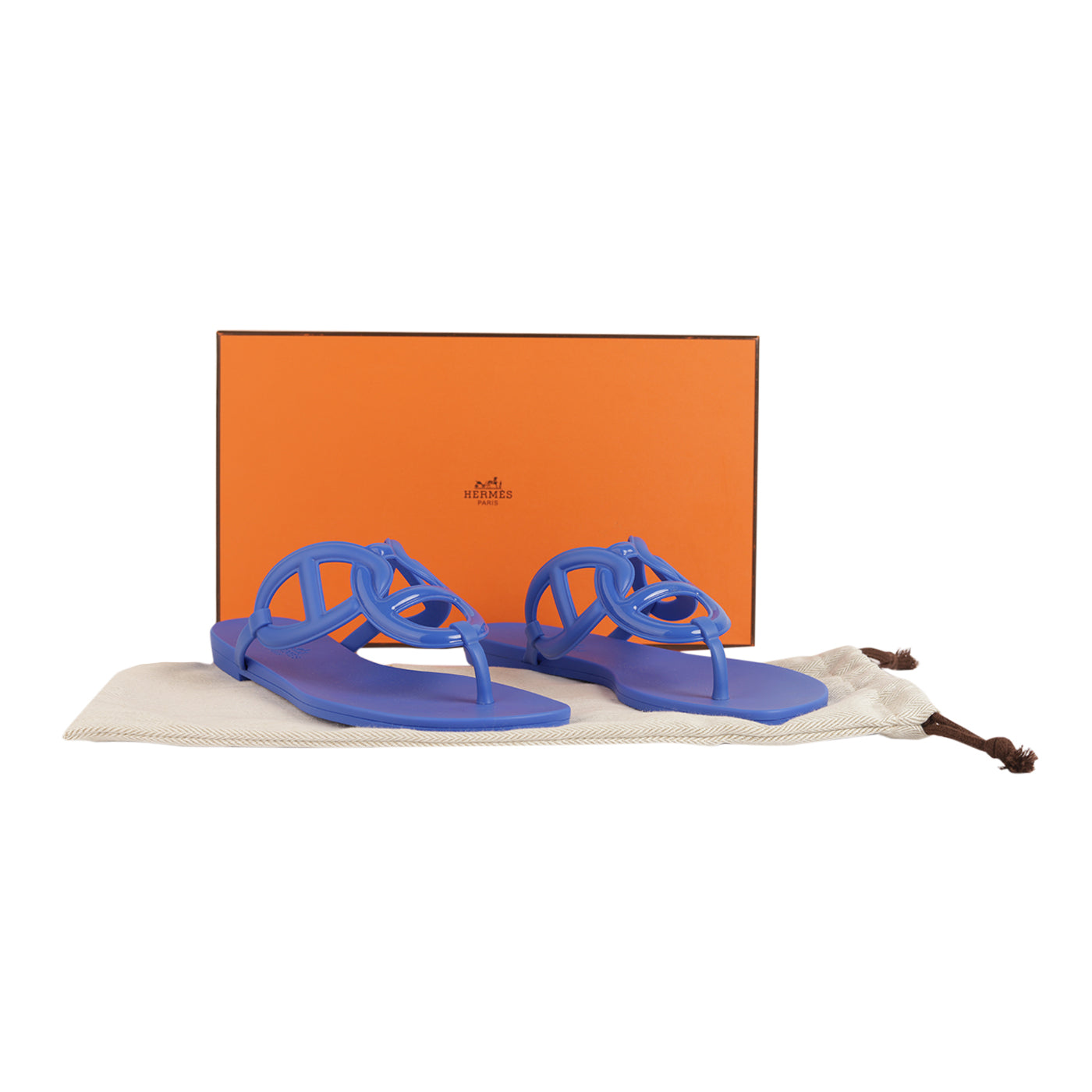 Hermes Rubber Womens Egerie Sandals 36 Bleu Outremer