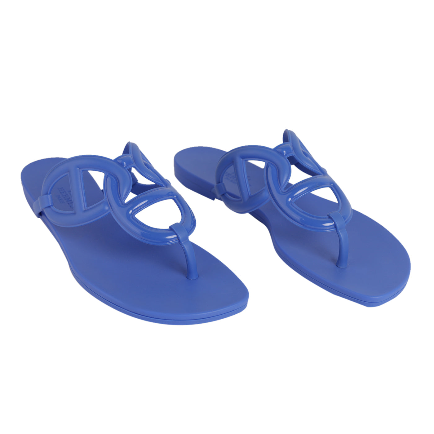 Hermes Rubber Womens Egerie Sandals 36 Bleu Outremer