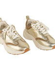 Tory Burch Good Luck Double T Gold Trainers - Size EU 38