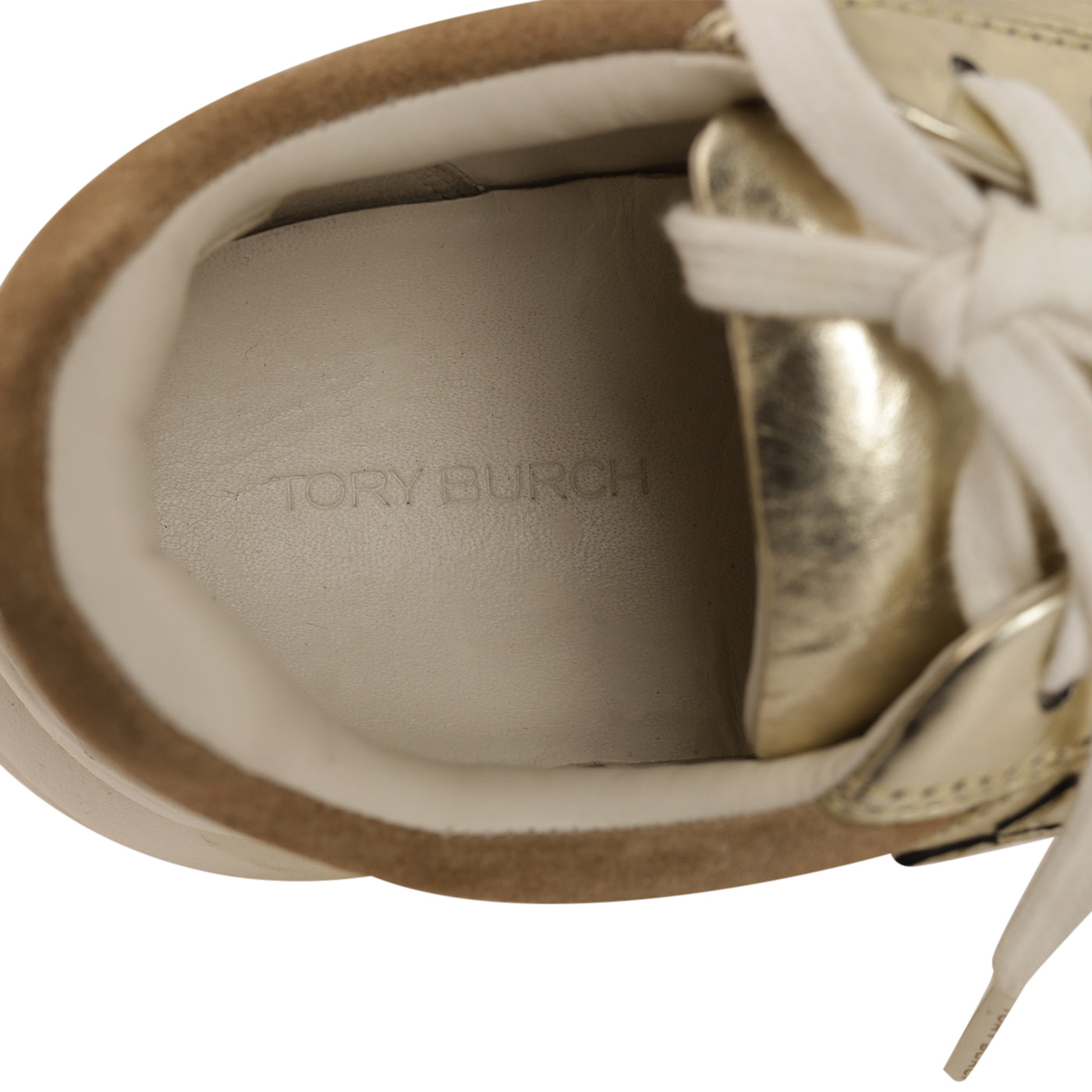 Tory Burch Good Luck Double T Gold Trainers - Size EU 38