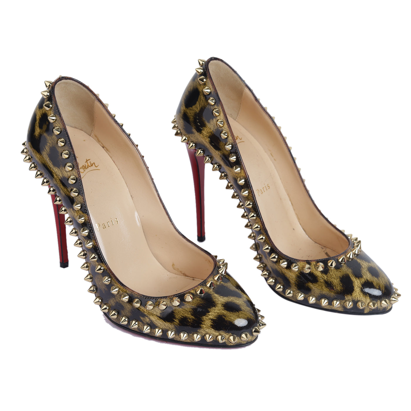 Christian Louboutin Patent Leather Leopard print leather Heels Size EU 37
