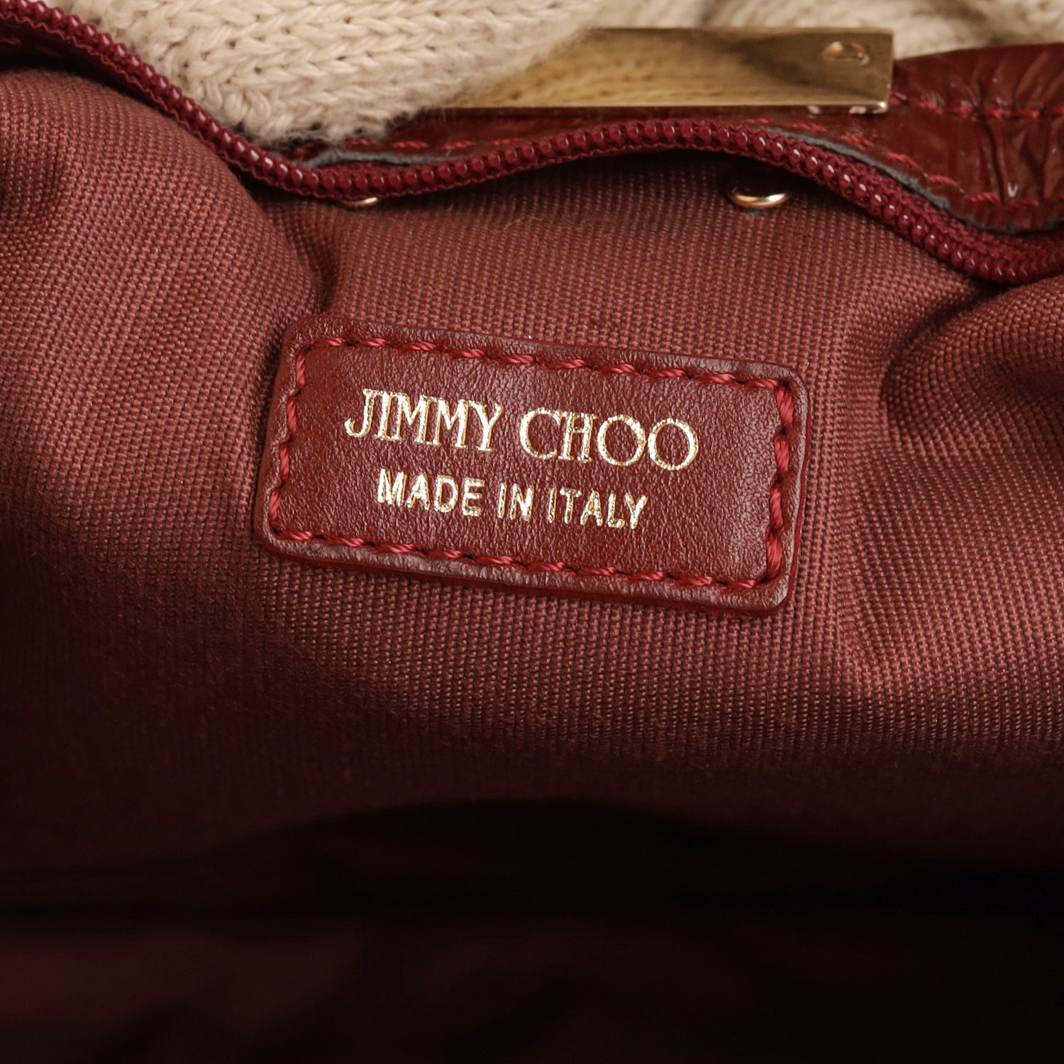 Jimmy Choo Leather Crinkled Zulu Grommet Embellished Zip Clutch