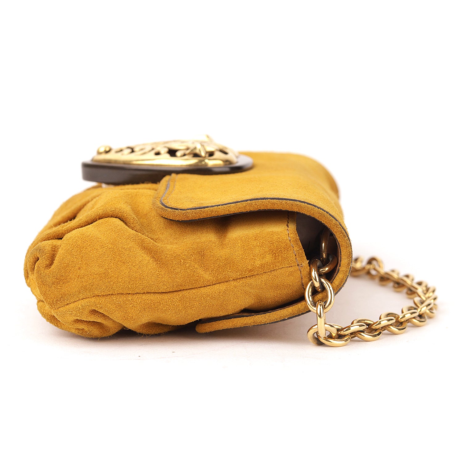 Gucci Mustard Suede Hysteria Clutch Bag