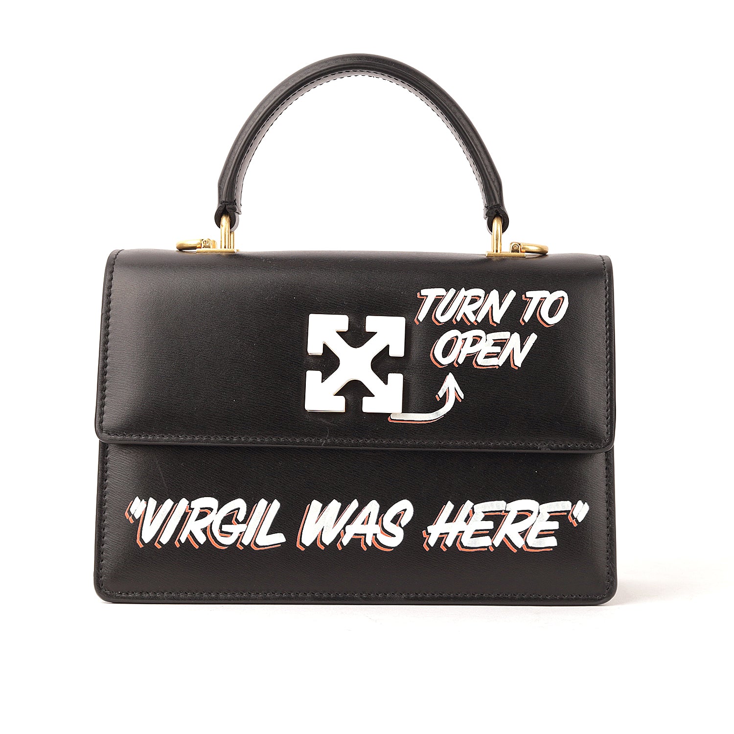 Off-White Black 1.4 Jitney Top Handle Quote Bag
