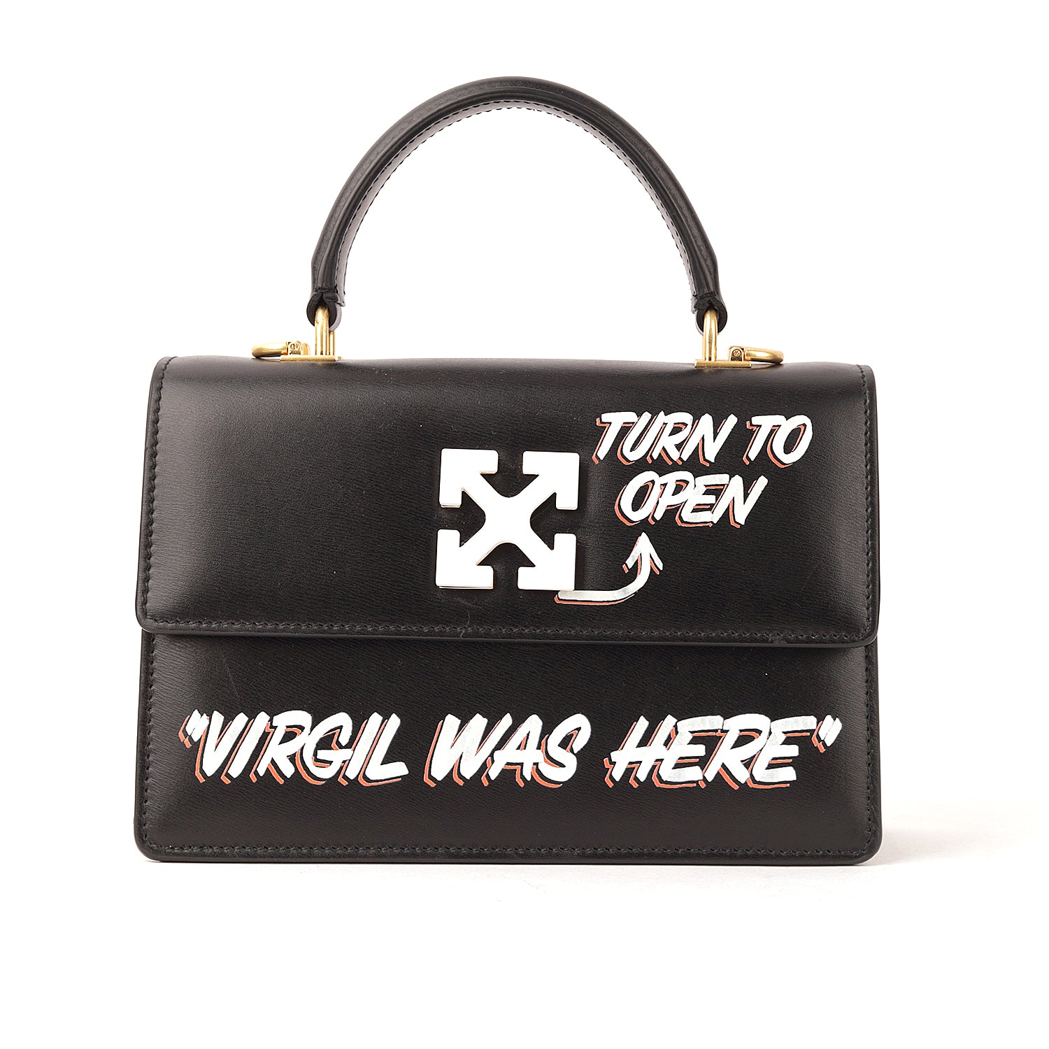 Off-White Black 1.4 Jitney Top  Handle Quote Bag