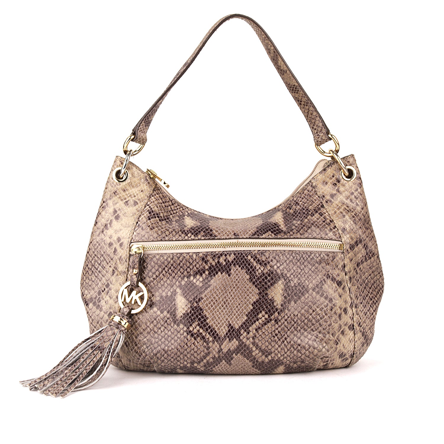 Michael Kors Grey/Black Python Embossed Leather Crossbody Bag