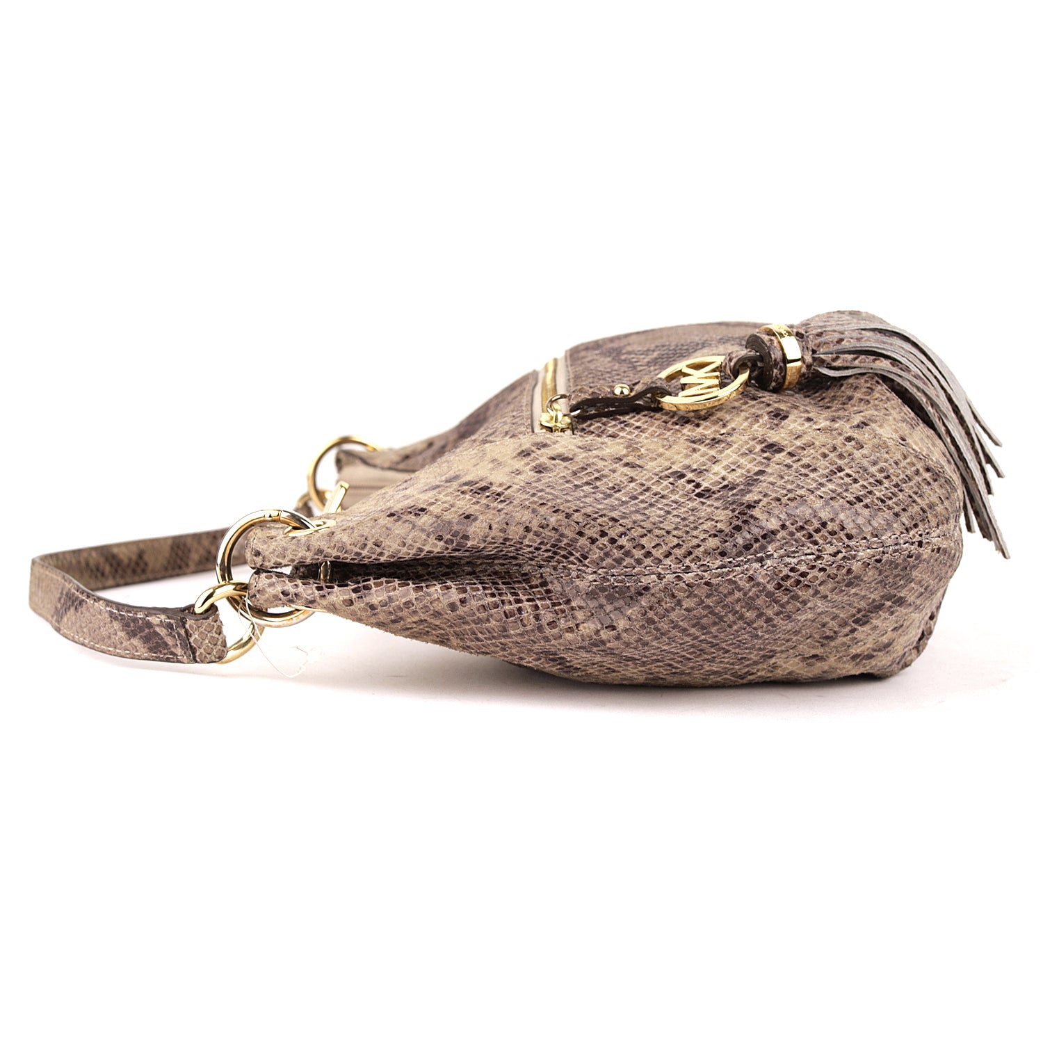 Michael Kors Grey/Black Python Embossed Leather Crossbody Bag