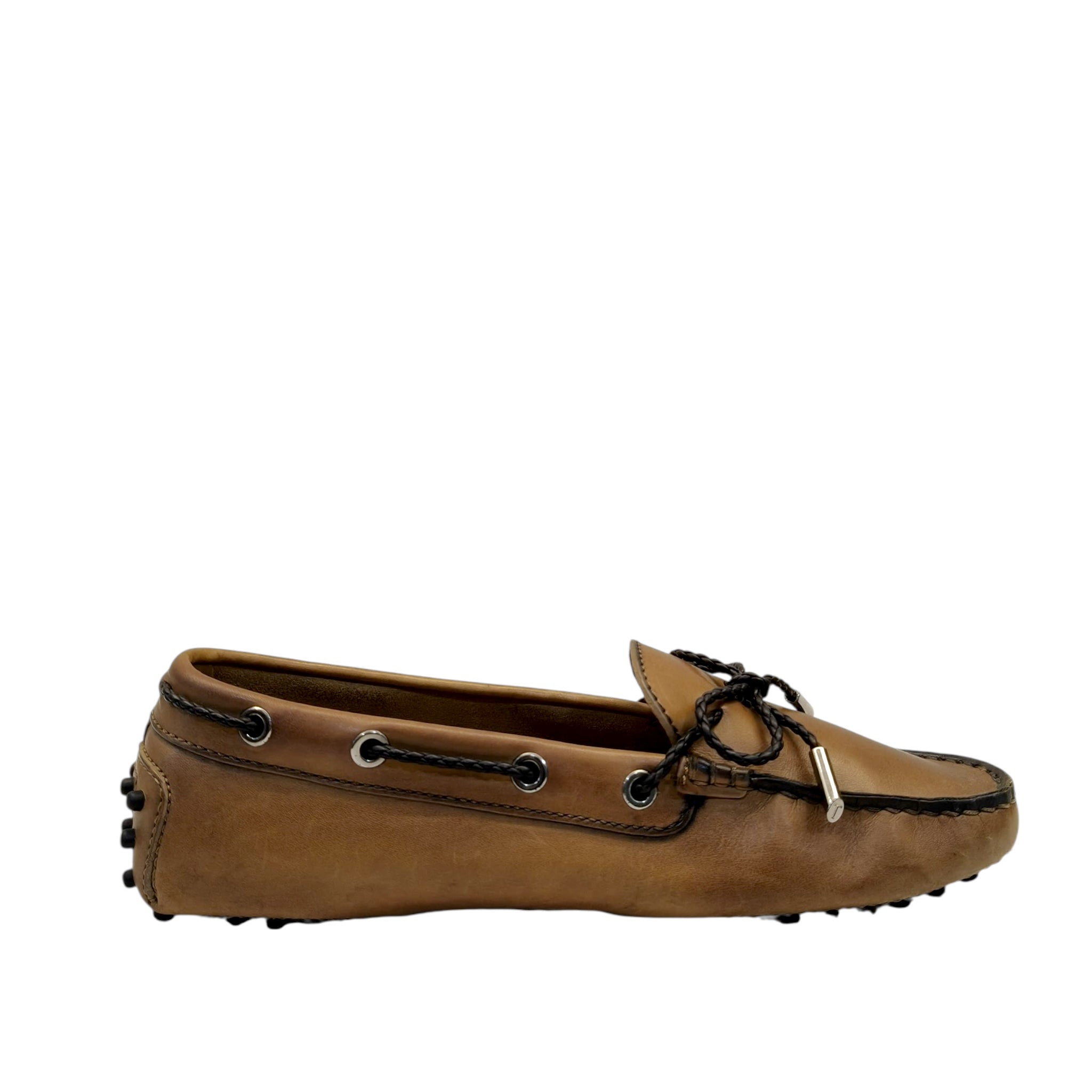 Tod's Gommini Bow Brown Leather Women Loafers EU 36.5