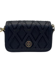 Tory Burch Black Leather and Suede Patchwork Robinson Chain Shoulder Bag