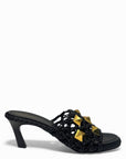 Valentino Garavani Black Braided Roman Stud Slide Sandals EU 40.5