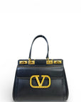 Valentino Garavani Rockstud Alcove Shoulder Bag Black Leather