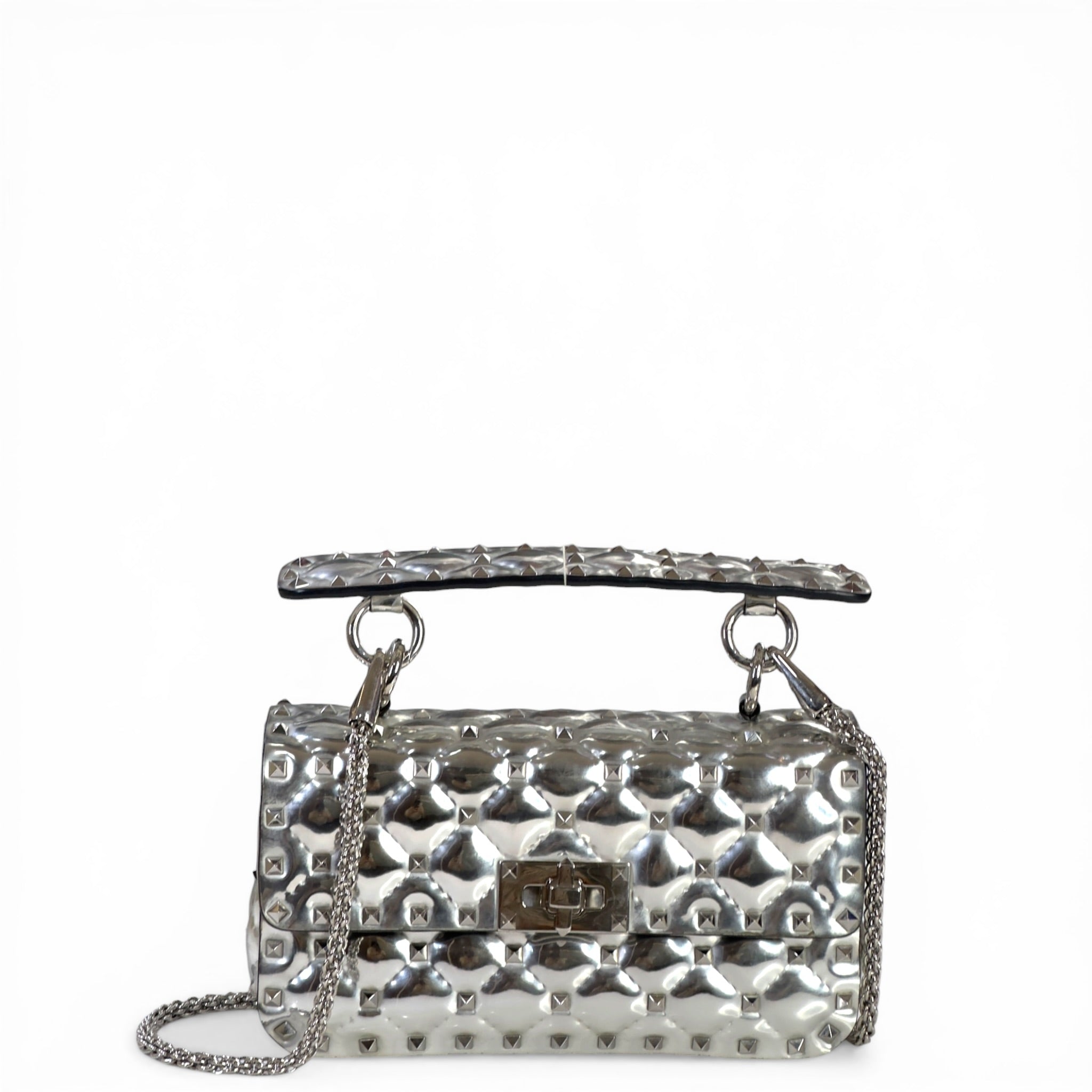 Valentino Garavani Rockstud Spike Metallic Quilted Patent Leather