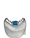 Valentino Garavani VLogo Moon Mini Hobo Bag Silver Metallic Calfskin