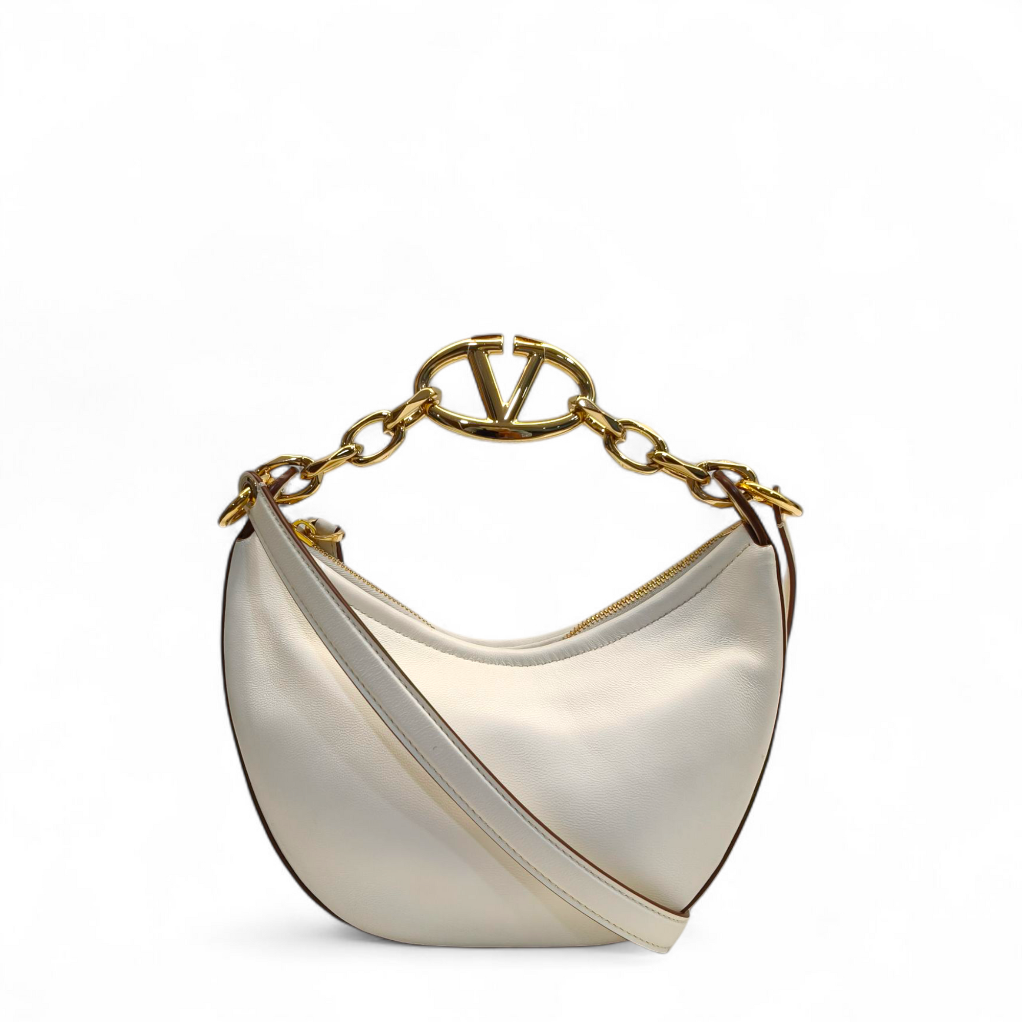 Valentino Moon Mini Hobo Gold Metallic Calfskin Handbag
