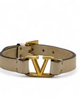 Valentino Vlogo Leather Gold Tone Bracelet