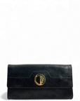 Versace Gold-tone Medusa Head Emblem Black Leather Wallet