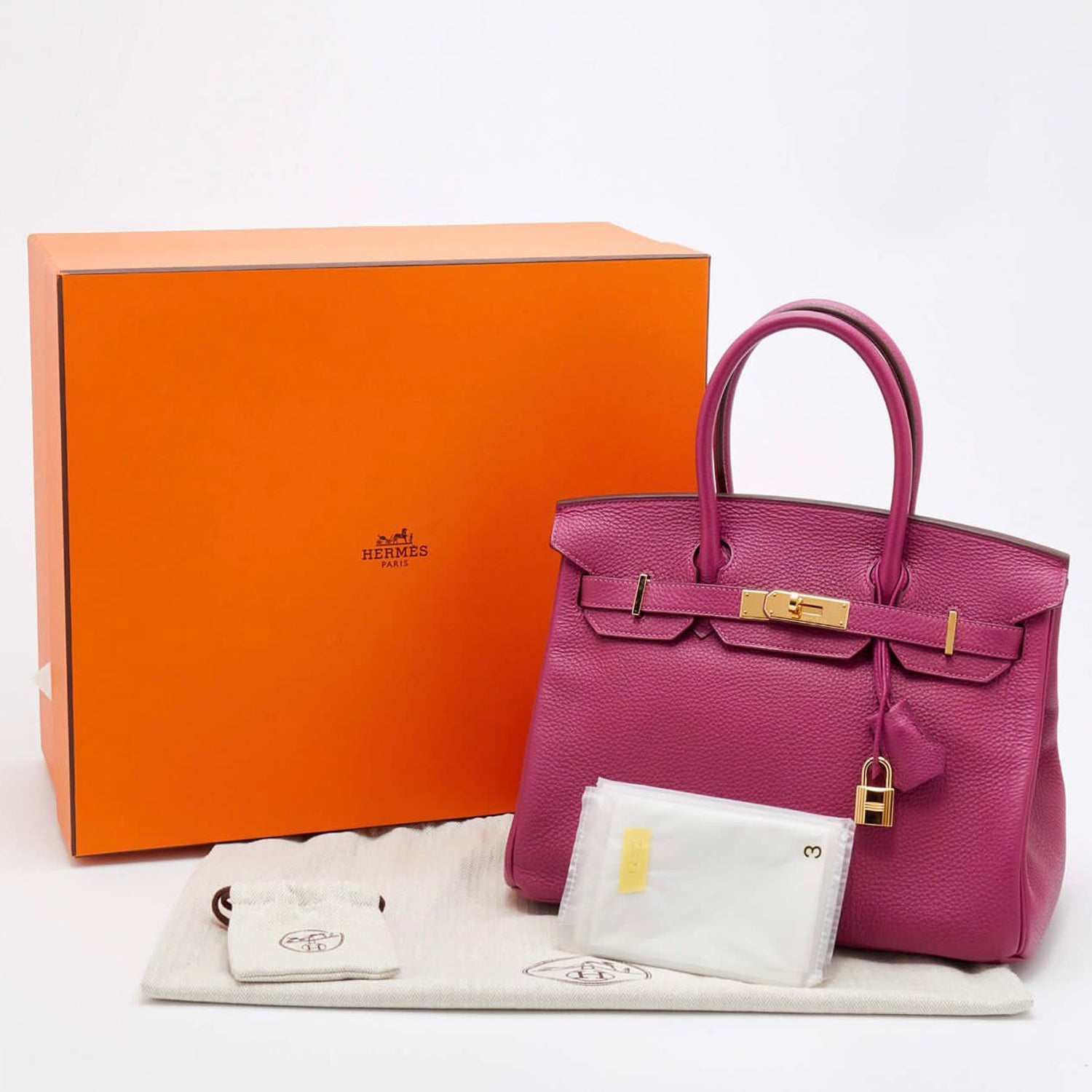 Hermes Birkin 30 Tosca Togo Leather Gold Hardware