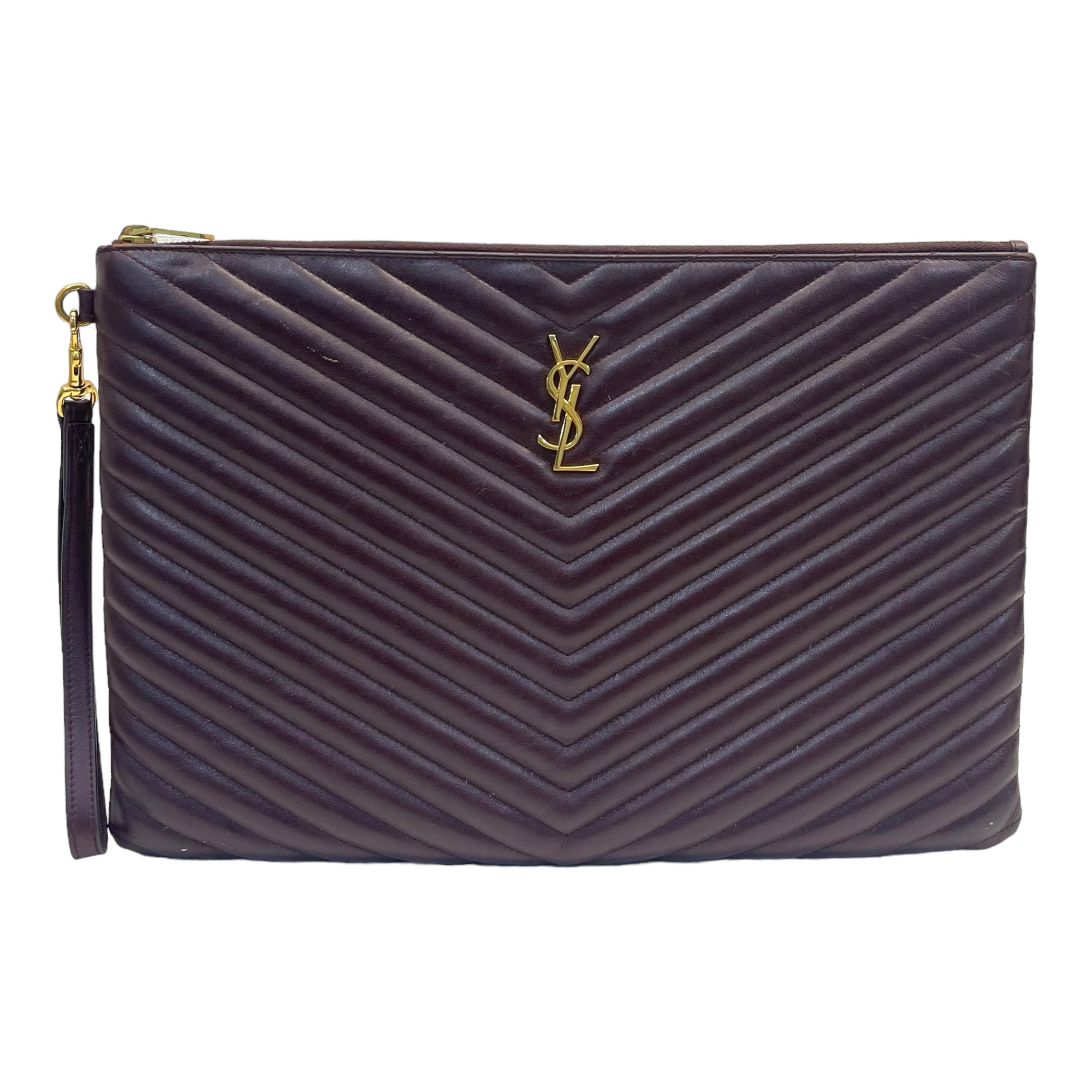 Yves Saint Laurent Burgundy Matelasse Leather document Holder