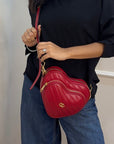 Gucci Red Leather Interlocking G Mini Heart Shoulder Bag