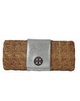 Tory Burch Rattan Silver Clutch
