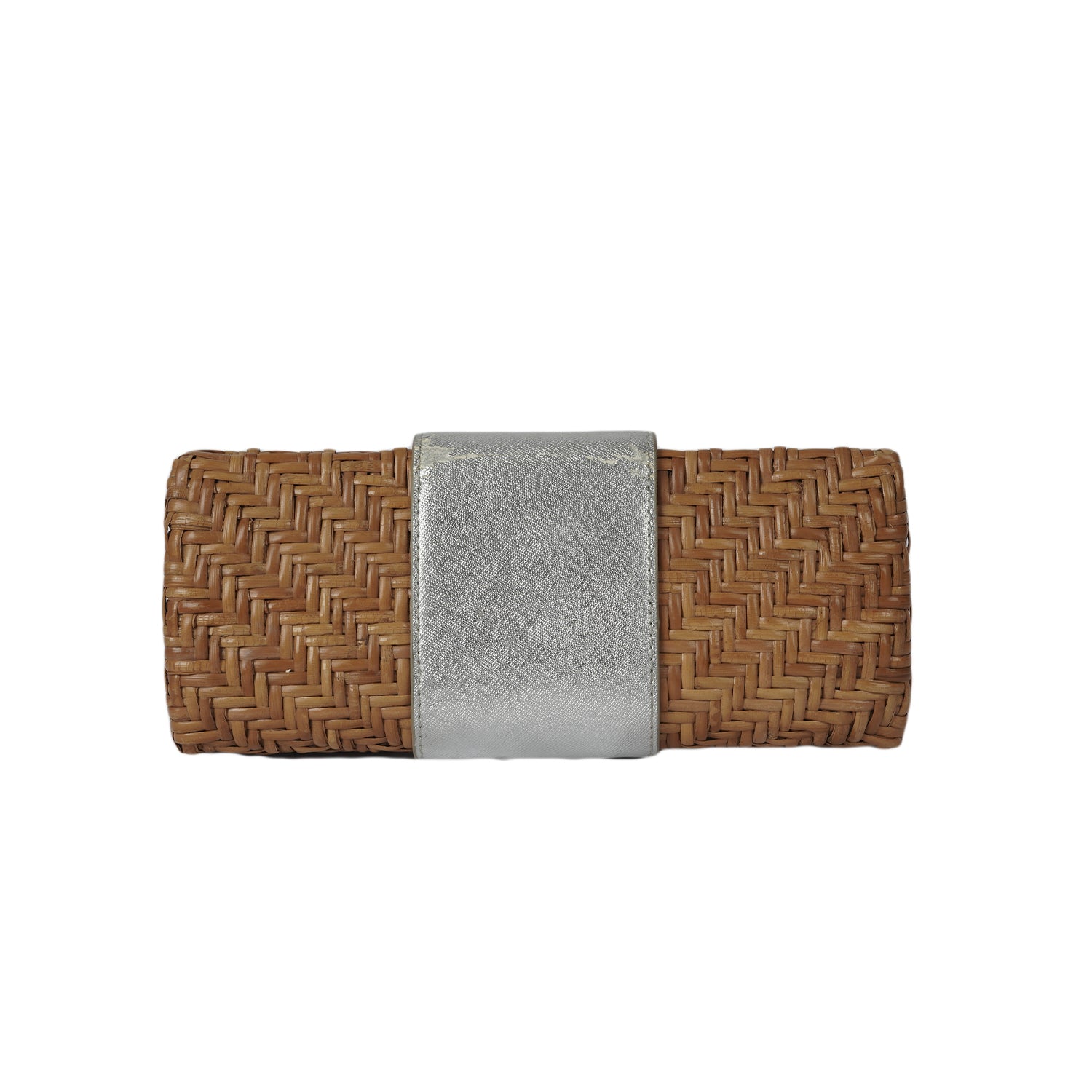 Tory Burch Rattan Silver Clutch
