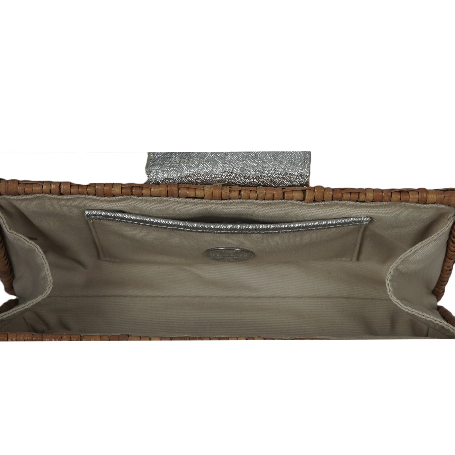 Tory Burch Rattan Silver Clutch