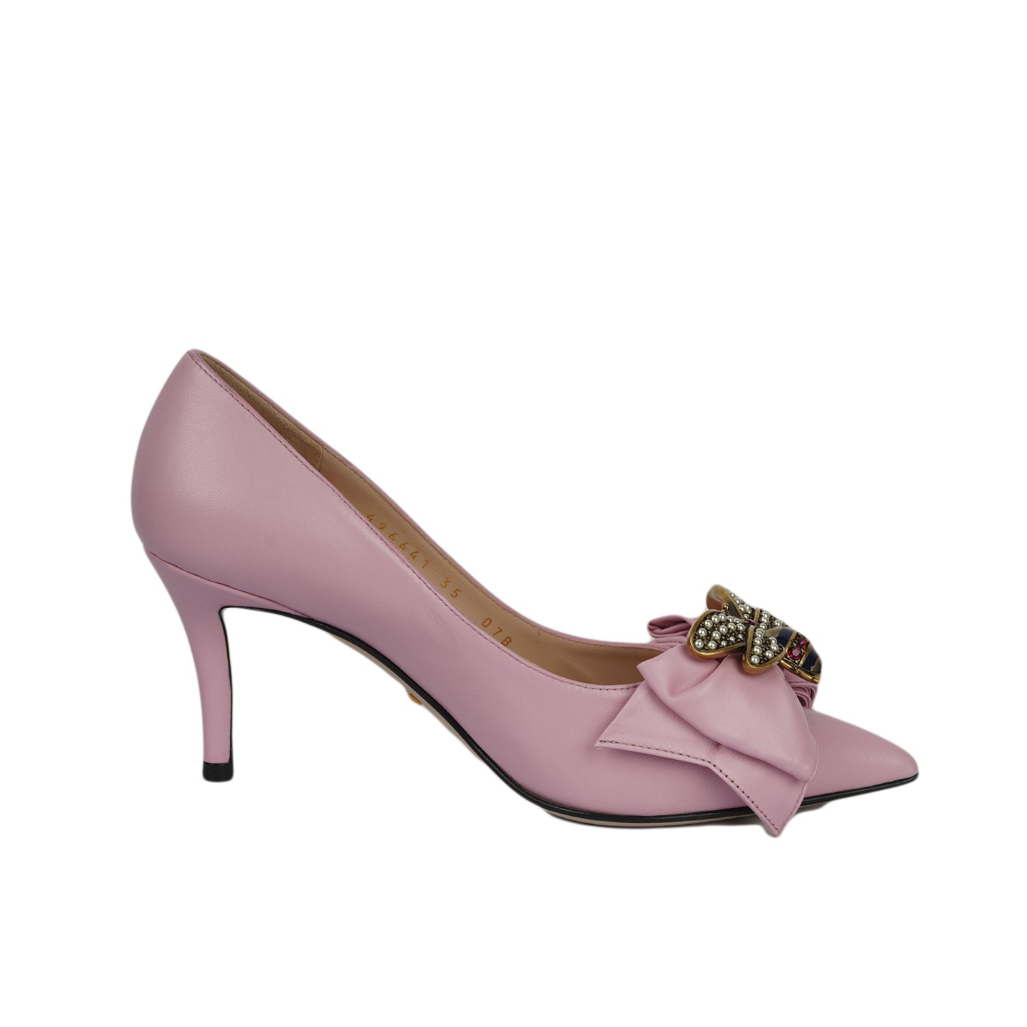 Nappa Queen Margaret Bow Mid Heels-35"