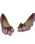 Nappa Queen Margaret Bow Mid Heels-35"