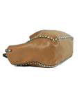 Brown Pebbled Leather Medium Rockstud Trapeze Tote Bag