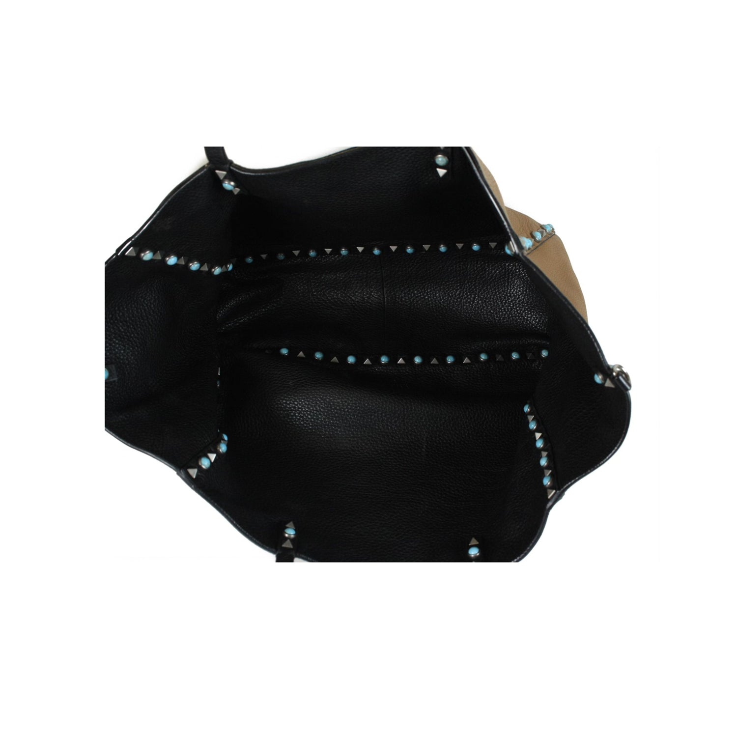 Brown Pebbled Leather Medium Rockstud Trapeze Tote Bag