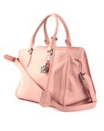 Peach Leather Skull Padlock Tote